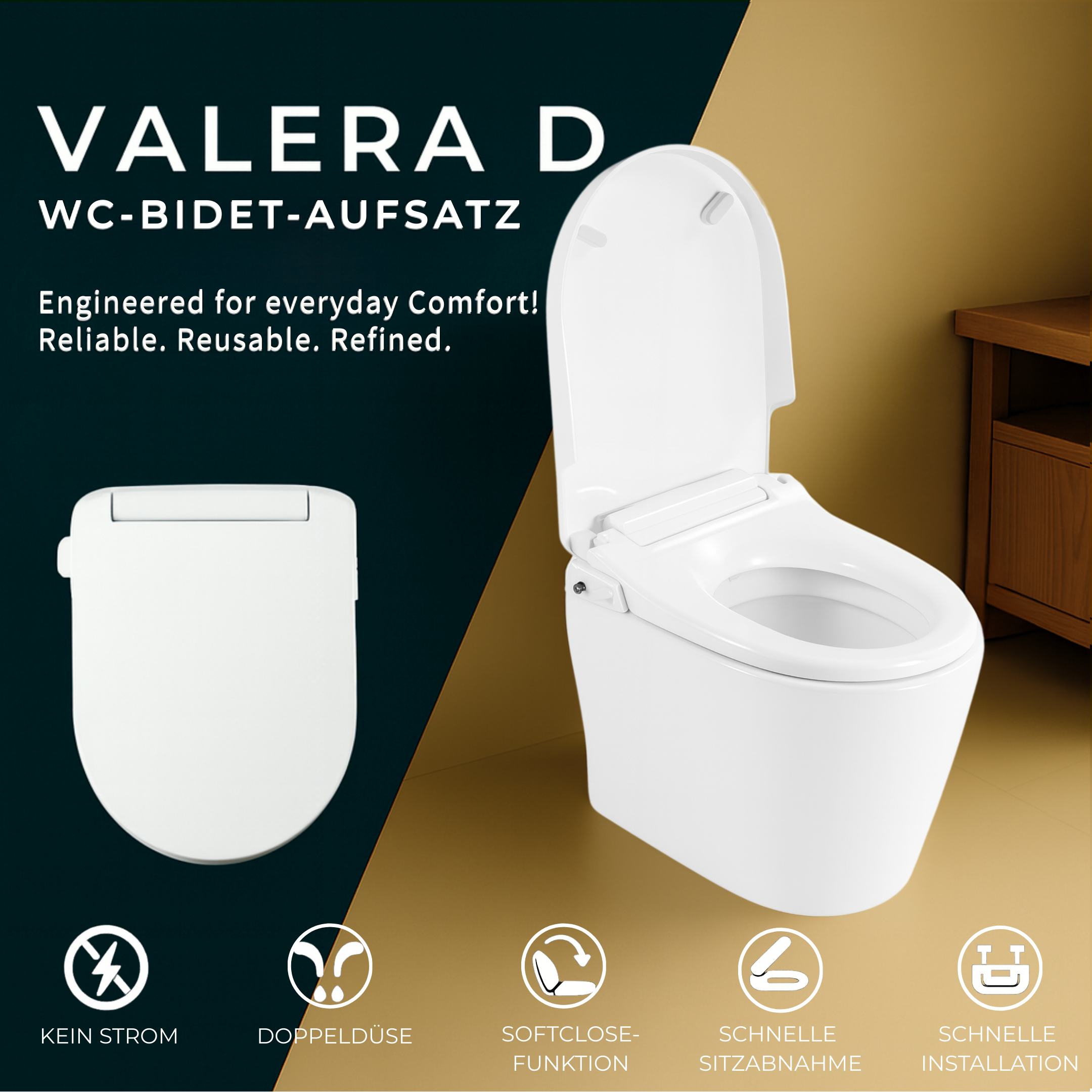 VALERA  D — NON-ELECTRIC BIDET SEAT - Luxeart