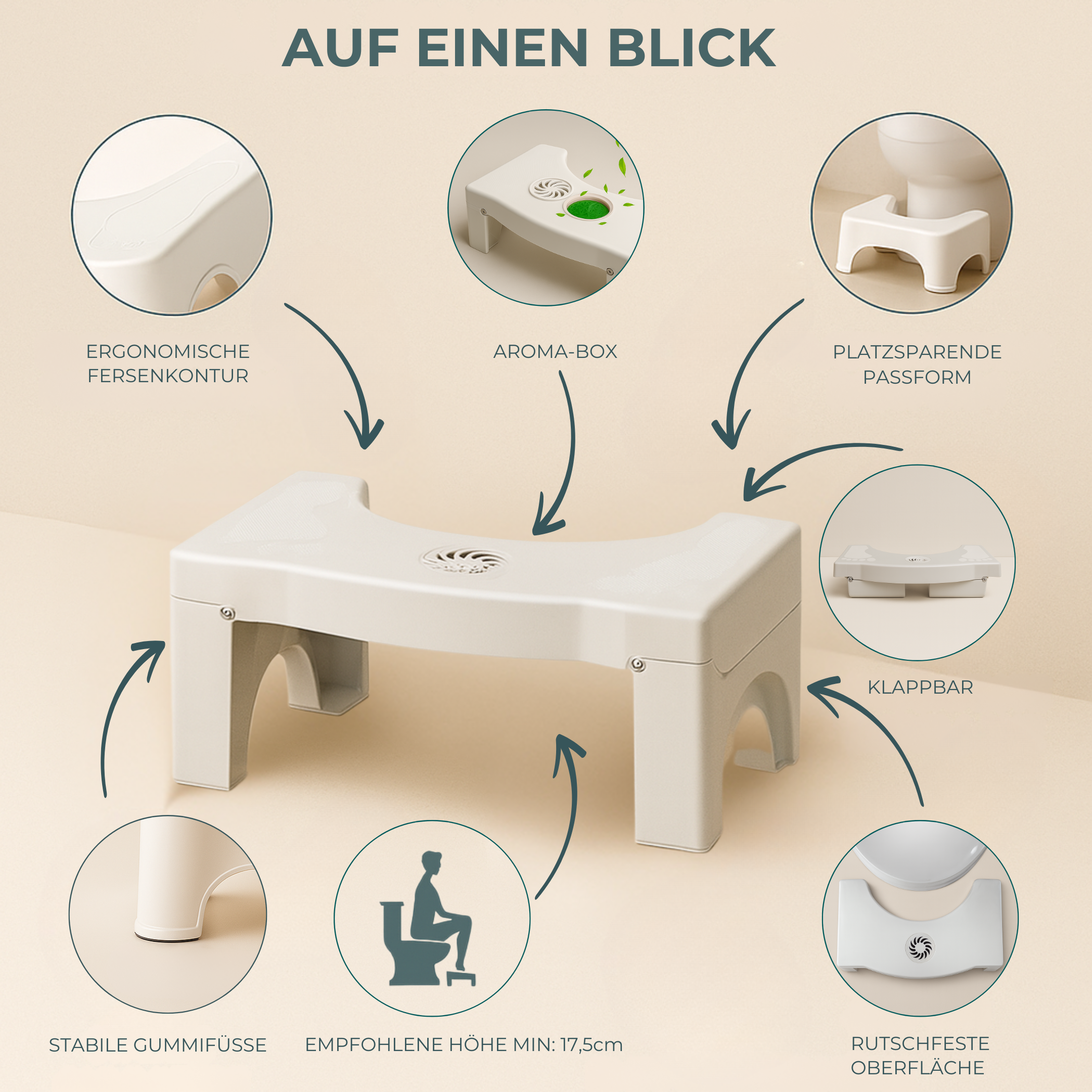STEP RELAX — FOLDING TOILET STOOL WITH AROMA BOX - Luxeart