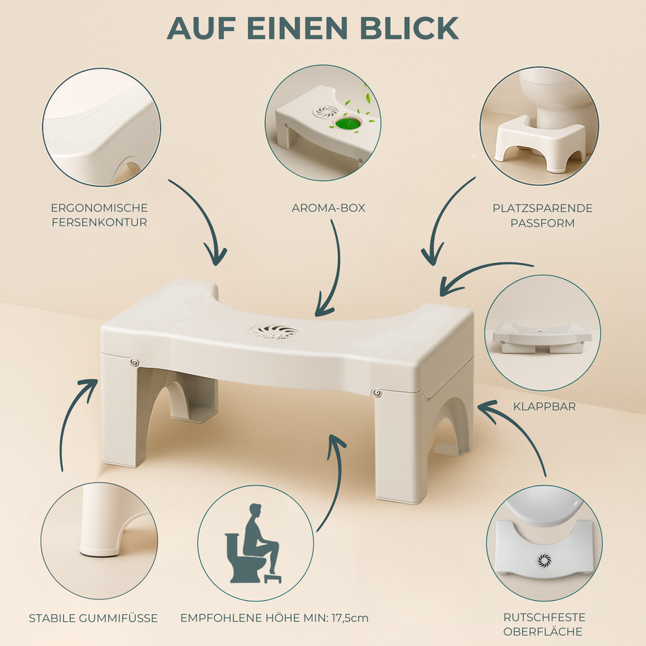 STEP RELAX — FOLDING TOILET STOOL WITH AROMA BOX - Luxeart