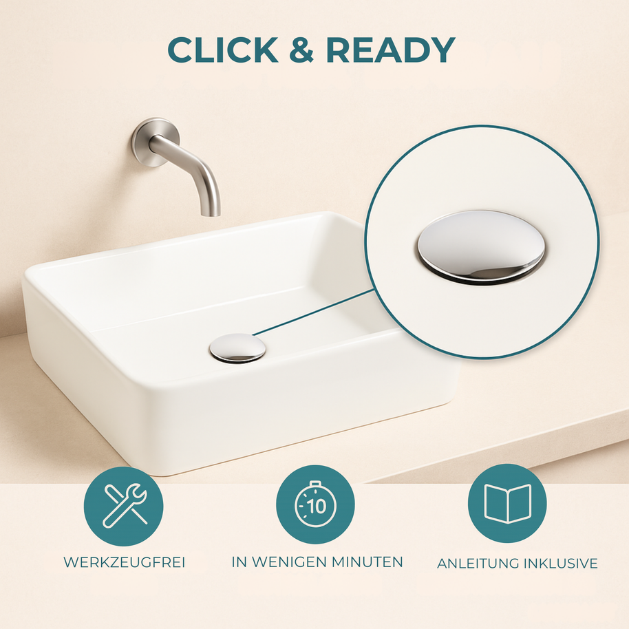 POP-UP DRAIN — WITH & WITHOUT OVERFLOW - Luxeart