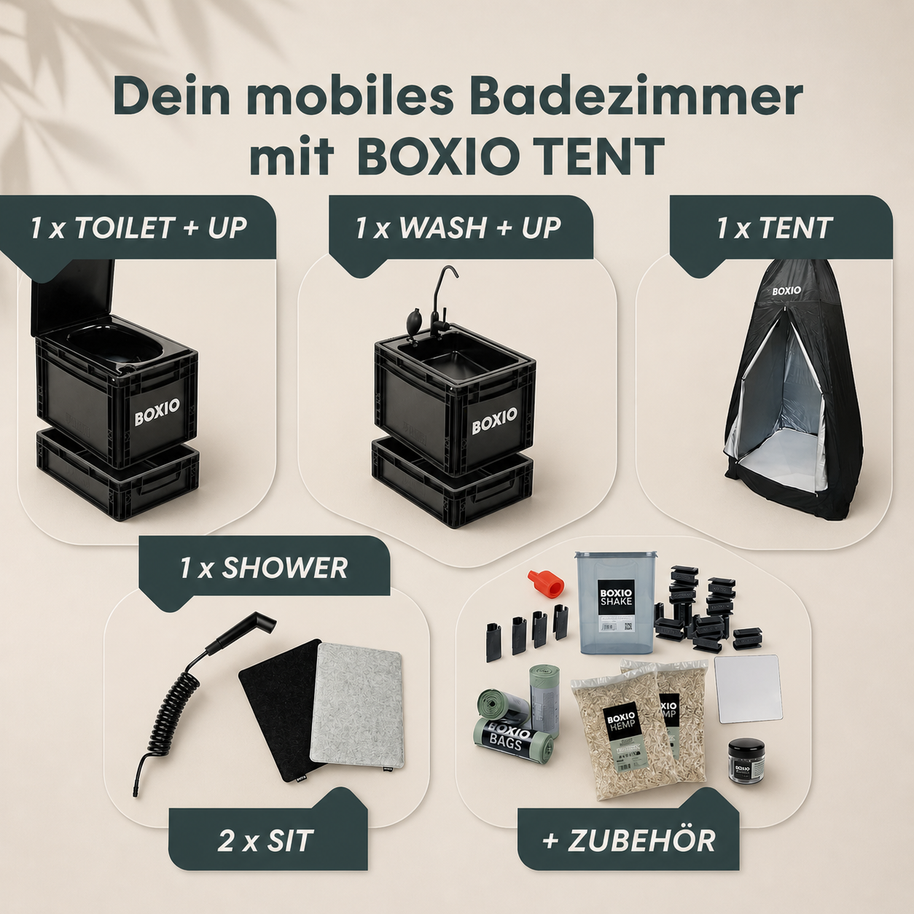 LUXEART X BOXIO SANITARY PLUS  | Mobile bathroom with TENT - Luxeart