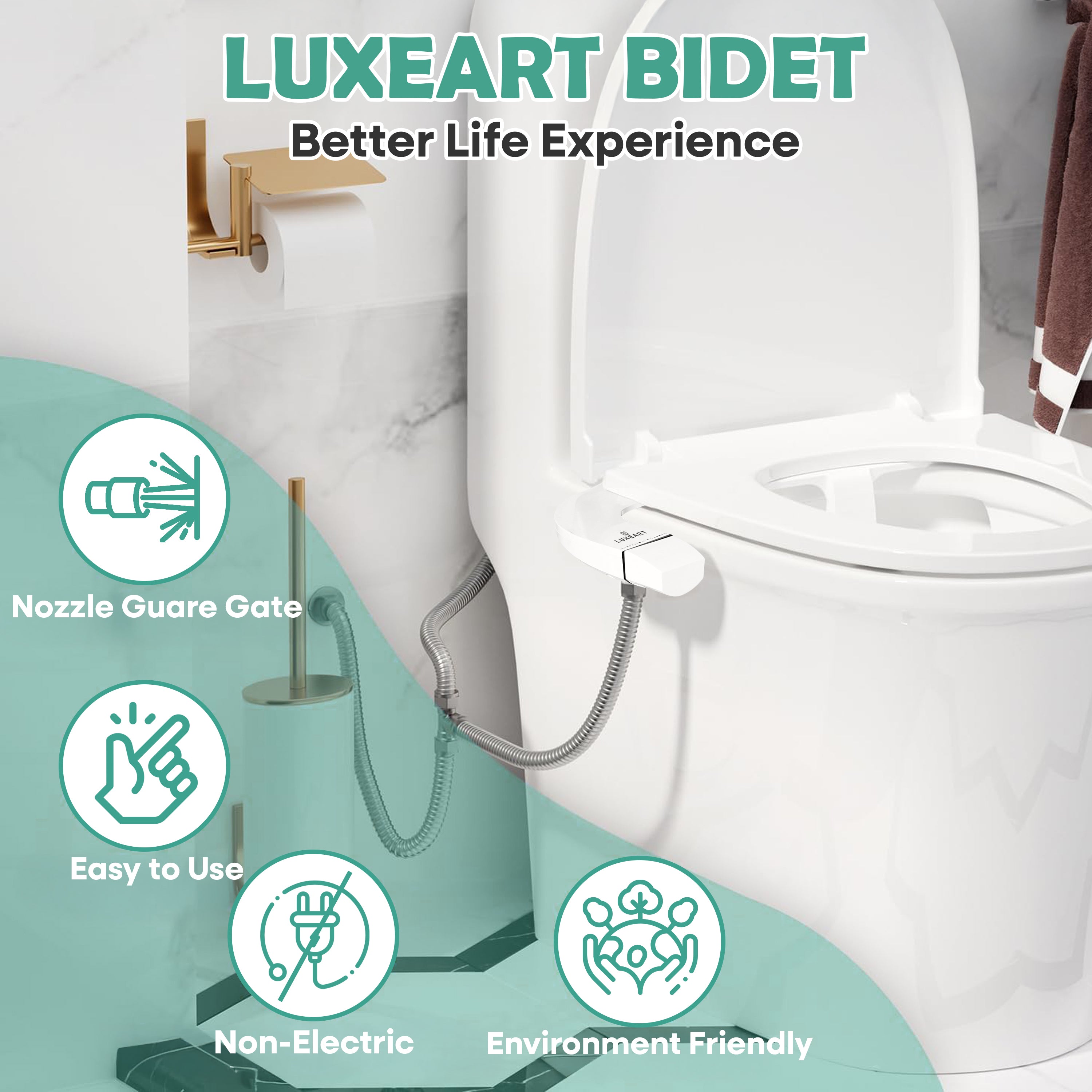 Modern Non Electric Japanese Toilet Bidet Sprayer Attachment - Luxeart