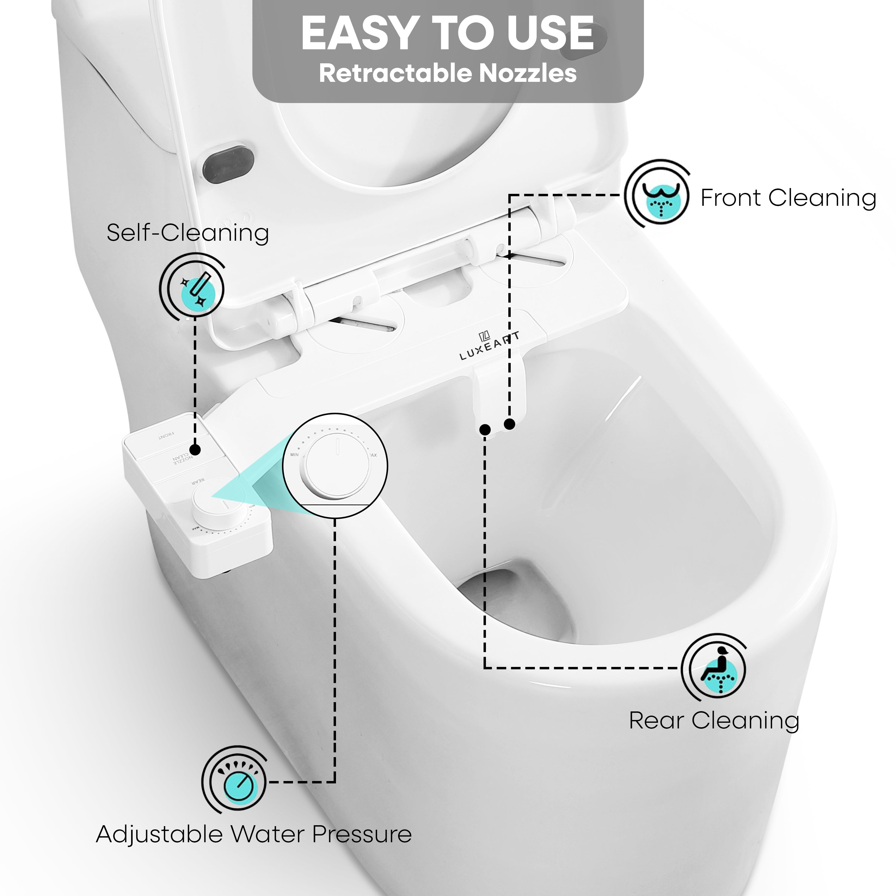 Custom Retractable Nozzle & Toilet Attachment - Luxeart